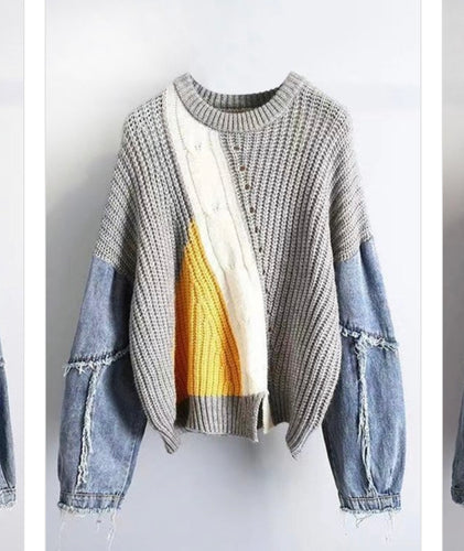 Denim Sleeve Knit