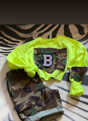 The “Army Pocket” Blinged Initial Sweatshirt