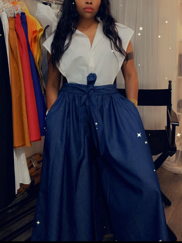 Vintage Denim Palazzo Pants (One Size)
