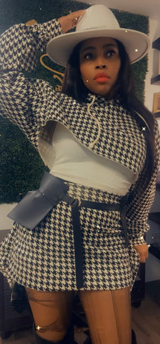 Vintage Houndstooth Skirt Set