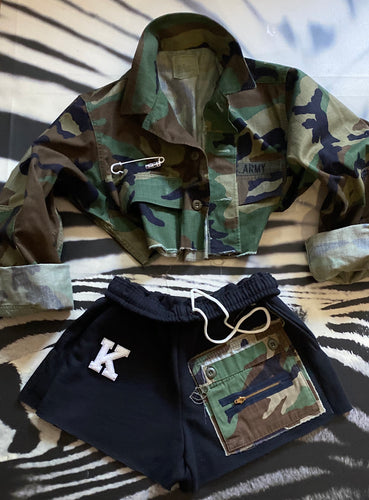 Vintage Initial Camo Pocket Jogger Shorts